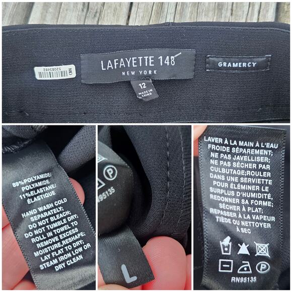 Lafayette 148 Gramercy Size 12 Black Stretch Skinny Crop Ankle Pants - Picture 5 of 10